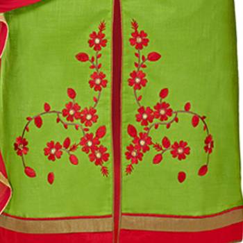 Green embroidered cotton salwar with dupatta 3