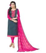 Grey embroidered cotton salwar with dupatta
