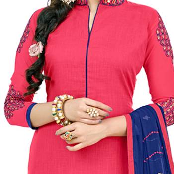 Pink embroidered cotton salwar with dupatta 2