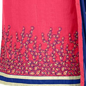 Pink embroidered cotton salwar with dupatta 3
