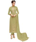 Green embroidered georgette salwar with dupatta