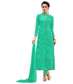 Green embroidered georgette salwar with dupatta