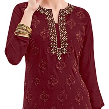 Maroon embroidered georgette salwar with dupatta 2