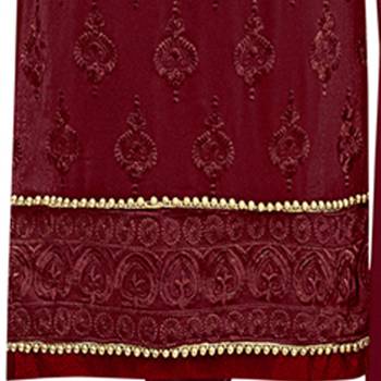 Maroon embroidered georgette salwar with dupatta 3