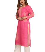 Magenta Embroidered Cotton Chikankari Kurti
