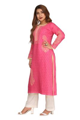 Magenta Embroidered Cotton Chikankari Kurti 3