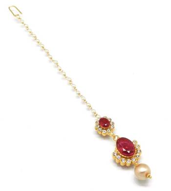 Small Size Maang Tikka With Crystal & Pearl 1