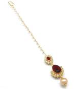 Small Size Maang Tikka With Crystal & Pearl
