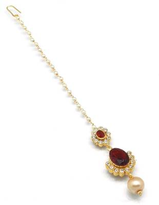 Small Size Maang Tikka With Crystal & Pearl 2