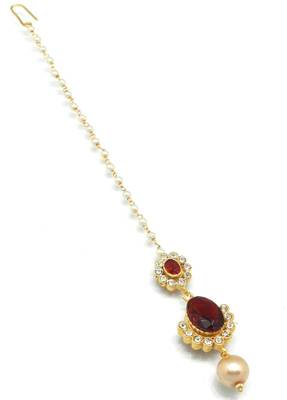 Small Size Maang Tikka With Crystal & Pearl 3