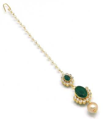 Small Size Maang Tikka With Crystal & Pearl 1
