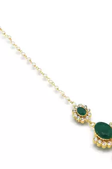 Small Size Maang Tikka With Crystal & Pearl