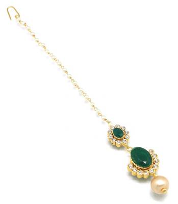 Small Size Maang Tikka With Crystal & Pearl 3