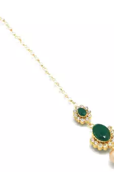 Small Size Maang Tikka With Crystal & Pearl