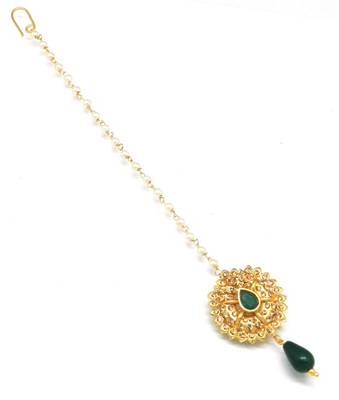 Leaf Work Maang Tikka With Crystal 2