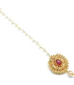 Leaf Work Maang Tikka With Crystal