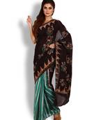 Brown printed cotton saree 