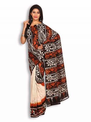 Black printed silk saree with blouse 1