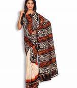 Black printed silk saree with blouse