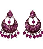 Meenakari Pink Kundan Single Color Silver Plated Brass Dangler Set