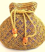 Beaded Drawstring Potli/Batwa  Purple
