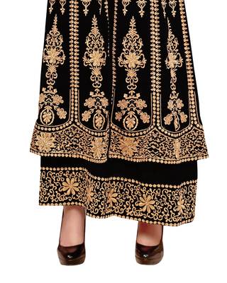 Black Embroidered Georgette Semi Stitched Salwar With Dupatta 3