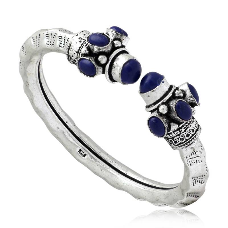 Blue Color Glass Stone Oxidised Bracelet