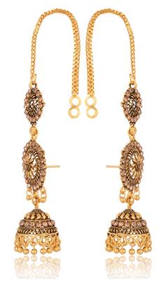 Reeti fashions  - antique finish jhumkas with kaanchain 1