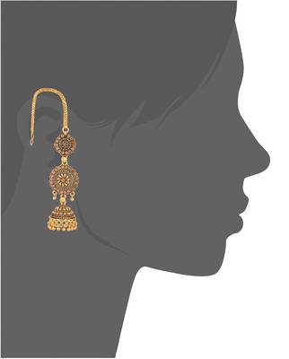 Reeti fashions  - antique finish jhumkas with kaanchain 3