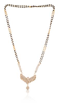 Stone studded traditional with black and golded beads mangalsutra 1