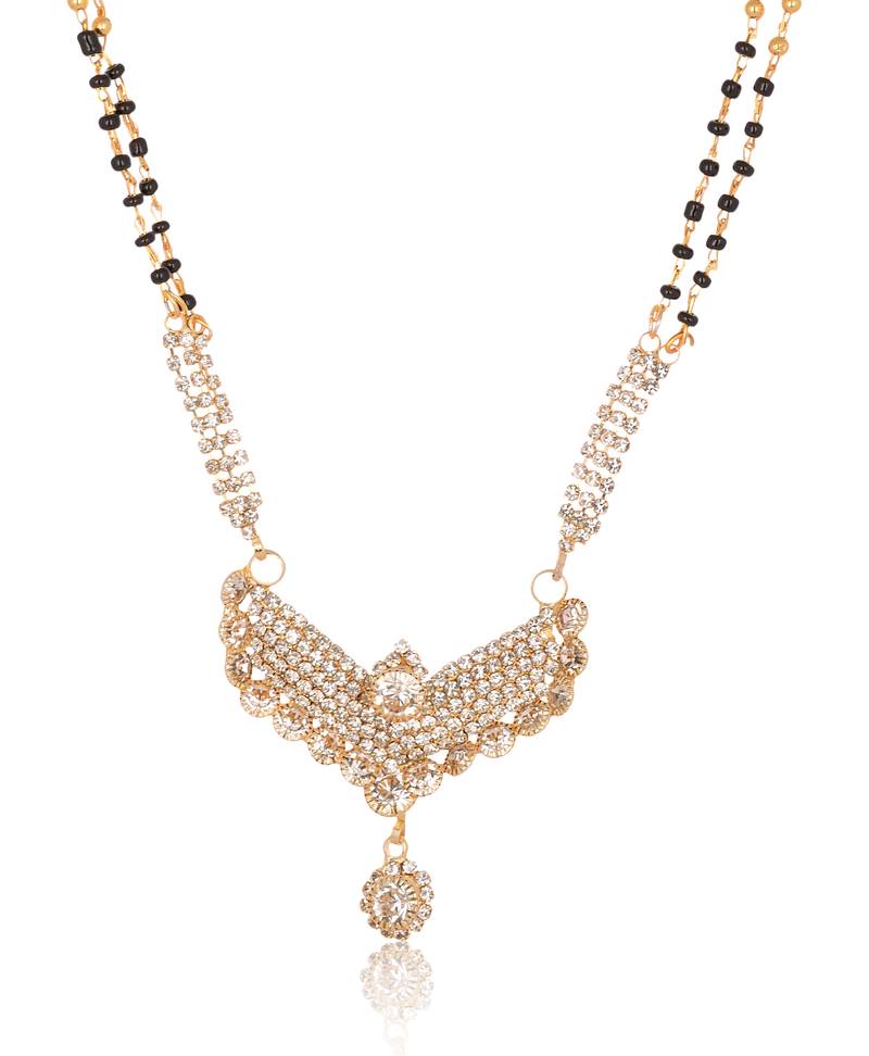 Stone studded traditional with black and golded beads mangalsutra