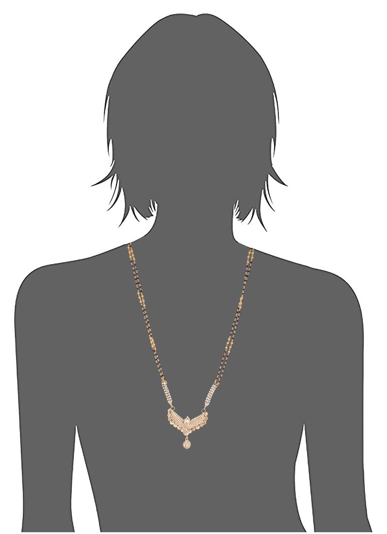 Stone studded traditional with black and golded beads mangalsutra