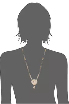 White stone studded heart shape black and golden beads chain mangalsutra
