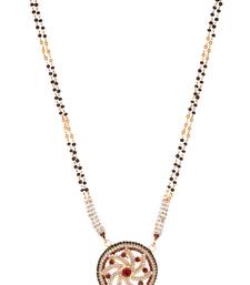 Round motif, white and maroon stone studded mangalsutra