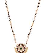 White and maroon stone studded mangalsutra