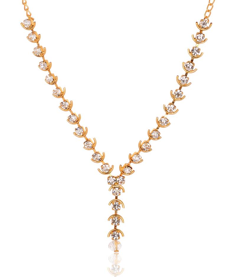 Elegant Stone Studded Golden Fashion Necklace For Girls
