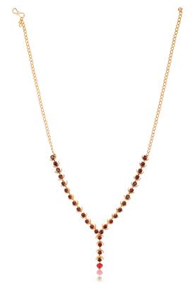 Elegant Maroon Stone Studded Golden Fashion Necklace 1