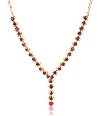 Elegant Maroon Stone Studded Golden Fashion Necklace 2
