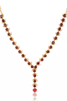 Elegant Maroon Stone Studded Golden Fashion Necklace