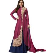 Pink embroidered taffeta salwar with dupatta