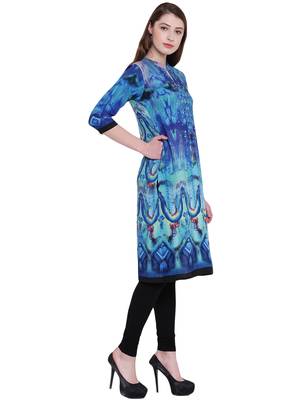 Multicolor printed rayon kurti 3