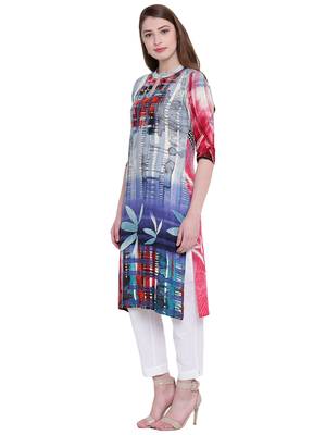 Multicolor printed rayon kurti 4