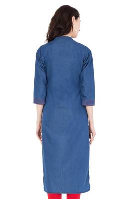Blue embroidered denim kurti 2