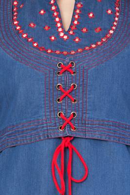 Blue embroidered denim kurti 5