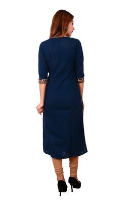 Blue embroidered cotton ethnic-kurtis 2
