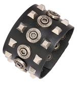 Hexagon Diesel Funky 100% Genuine Handcrafted Rhodium Black Adjustable Leather Bracelet Boys