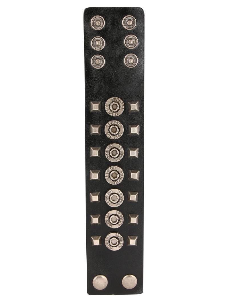 Hexagon Diesel Funky 100% Genuine Handcrafted Rhodium Black Adjustable Leather Bracelet Boys