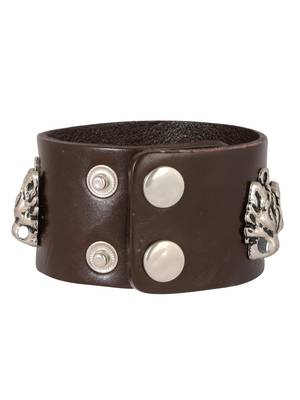 Tiger Head Funky 100% Genuine Handcrafted Rhodium Chocolate Brown Adjustable Leather Bracelet Boys 2