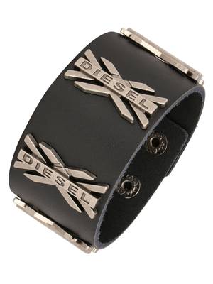 X Diesel Funky 100% Genuine Handcrafted Rhodium Black Adjustable Leather Bracelet Boys 1