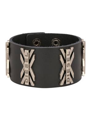 X Diesel Funky 100% Genuine Handcrafted Rhodium Black Adjustable Leather Bracelet Boys 3